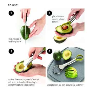 Amco 2-in-1 Avocado Pitter & Slicer - Efficient Kitchen Tool for Hassle-Free Avocado Prep, Precise F...
