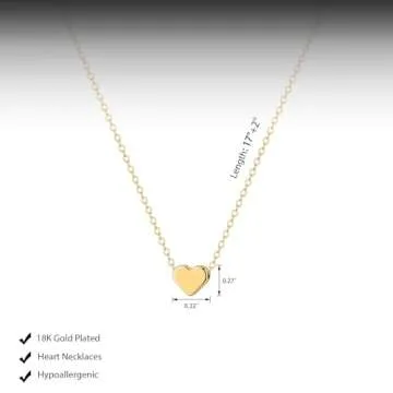 HERIER Gold Heart Necklace for Women 14K Plated Jewelry