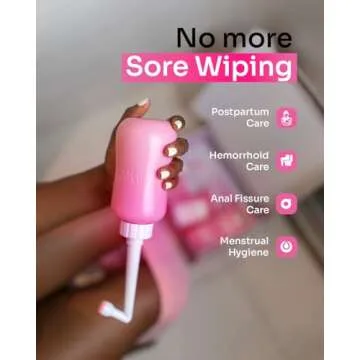 Mommy First® Peri Bottle for Postpartum Care | Upside Down Bottle for Perineal Cleansing and Recovery | Portable Bidet | Postpartum Essential | Baby Pink 12.2 OZ