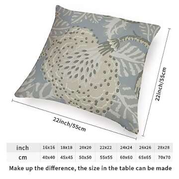 ArogGeld Aqua Blue and Beige Flower Pillow Cover Aqua Chinoiserie Floral Decorative Sofa Cushion Cov...