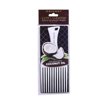Cricket Ultra Smooth Coconut Hair Pick Comb - Infused with Coconut Oil & Keratin for Frizz-Free Shin...
