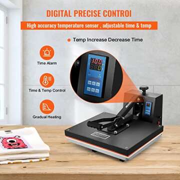 VEVOR Heat Press 16x20, 1700W Power Heat Press Machine, Fast Heating, High Pressure Heat Press Machine for T-Shirt, Digital Industrial Sublimation Printer for Heat Transfer Vinyl, Easy to Use, Black