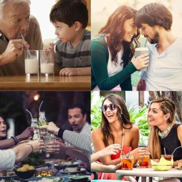 4PCS Reusable Metal Straws,8.5" Stainless Steel Straws with Case -Cleaning Brush for 20/30 Oz for Tumblers (Silver)