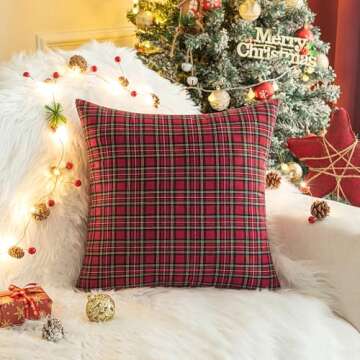 Knagsfa Christmas Throw Pillow Covers Set of 2 Scottish Tartan Cushion Case for Farmhouse Home Winte...