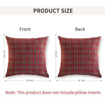 Knagsfa Christmas Throw Pillow Covers Set of 2 Scottish Tartan Cushion Case for Farmhouse Home Winter Holiday Plaid Decorative Pillowcases Red and Green, 18 x 18 Inches