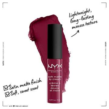 NYX PROFESSIONAL MAKEUP Soft Matte Lip Cream, Lightweight Liquid Lipstick - Copenhagen (Matte Rich P...