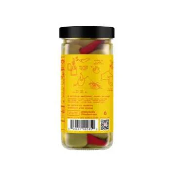 Filthy Cocktail Garnish, Pepper Stuffed Olives, 8.5 Oz Jar, 14 Olives