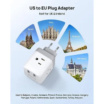 TROND European Travel Plug Adapter with USB Ports