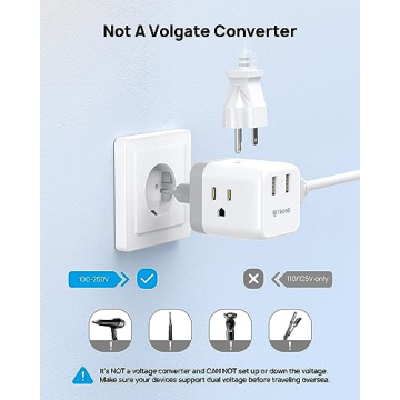 TROND European Travel Plug Adapter with USB Ports