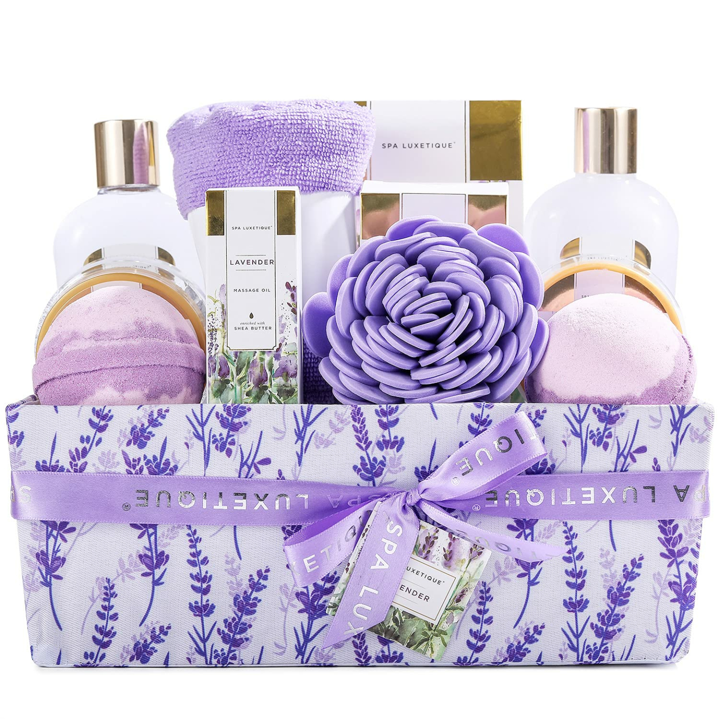 Lavender Spa Gift Basket - Luxetique 12 Pcs Set