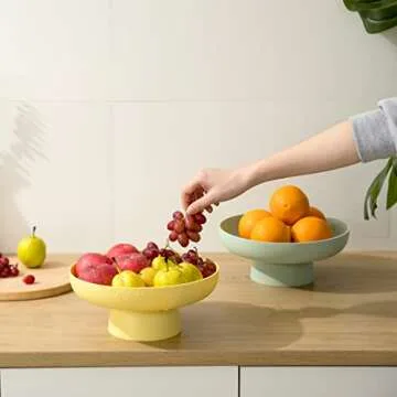 onefitow Fruit bowl Fruit Basket for Kitchen Countertop Kitchen Storage Baskets Stand Organization, Decor Centerpiece Counter or Dining Room Tables (yellow)