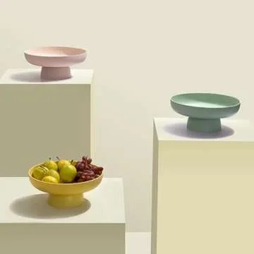 onefitow Fruit bowl Fruit Basket for Kitchen Countertop Kitchen Storage Baskets Stand Organization, Decor Centerpiece Counter or Dining Room Tables (yellow)