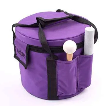 Leize Quartz Crystal Singing Bowl F Note Heart Chakra White 8" with Heavy Duty Carrying Case Suede Striker