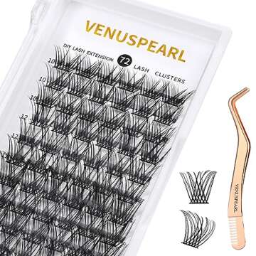 VENUSPEARL Lash Clusters D Curl Individual Lashes 280 Clusters False Eyelash 9-16MIX Lash Clusters E...