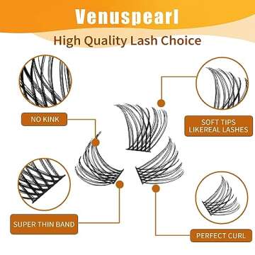 VENUSPEARL Lash Clusters D Curl Individual Lashes 280 Clusters False Eyelash 9-16MIX Lash Clusters Extensions Individual Lashes Cluster DIY Eyelash Extensions at Home (BM01+T)