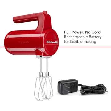 KitchenAid Cordless 7 Speed Hand Mixer - KHMB732, Empire Red