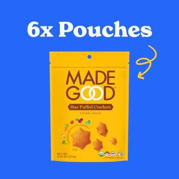 MadeGood Cheddar Star Puffed Crackers (6 Bags - 4.26 Oz Each) Gluten Free and Organic, Healthy Snacks