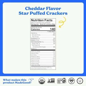 MadeGood Cheddar Star Puffed Crackers Gluten Free Snack