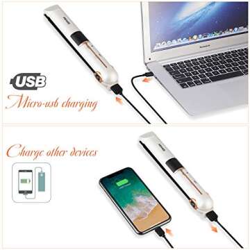 Cordless Hair Straightener for Travel Dual Voltage USB Charging Ceramic Tourmaline Flat Iron Mini Travel Flat Iron Hair Straightener