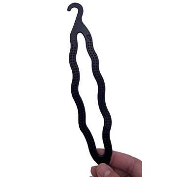 6PCS Black Plastic Bun Maker Curler Double Hook Hair Styling Crooked Hairpins Donut Bun Head Hair Tw...
