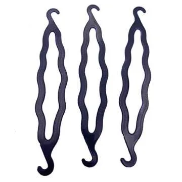 6PCS Black Plastic Bun Maker Curler Double Hook Hair Styling Crooked Hairpins Donut Bun Head Hair Twist Braid Hairdressing Tool Elegance Updo Hairstyles for Women Lady Girls
