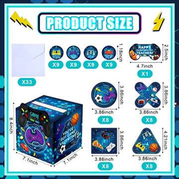 Funrous Valentines Day Cards and Mailbox for Kids Classroom Exchange, 1 Box, 32 Student Cards, 1 Tea...