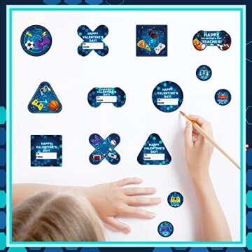 Funrous Valentines Day Cards and Mailbox for Kids Classroom Exchange, 1 Box, 32 Student Cards, 1 Teacher Card, 33 Envelopes and 36 Stickers for Valentines Party Favor Gift Exchange(Video Game Styles)