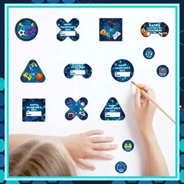 Funrous Valentines Day Cards and Mailbox for Kids Classroom Exchange, 1 Box, 32 Student Cards, 1 Teacher Card, 33 Envelopes and 36 Stickers for Valentines Party Favor Gift Exchange(Video Game Styles)