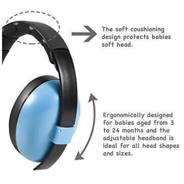PandaEar Baby Ear Protection Noise Cancelling HeadPhones Ages 0-3 Years | Infant Hearing Protection Earmuffs -Blue