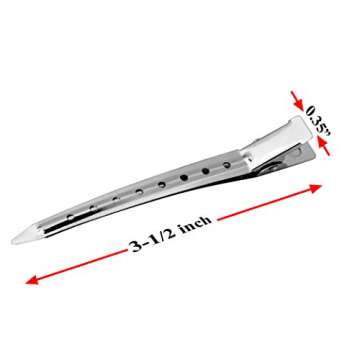 COTU Brand 24 Pieces 3.5 Inches Duck Bill Hair Clips Metal Alligator Curl Clips Sectioning Clips with Holes (Silver Color)