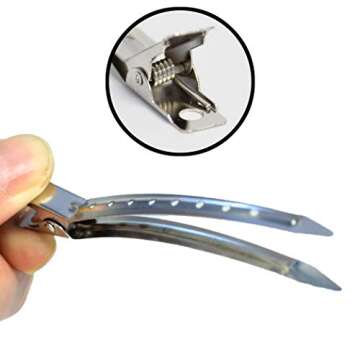 COTU Brand 24 Pieces 3.5 Inches Duck Bill Hair Clips Metal Alligator Curl Clips Sectioning Clips with Holes (Silver Color)