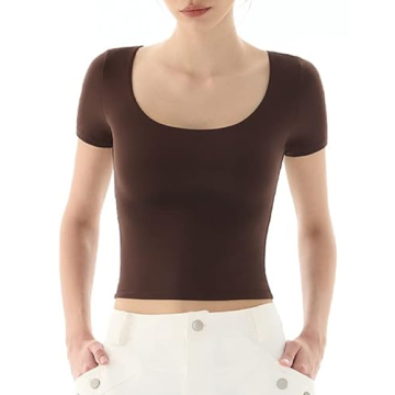 PUMIEY Women's Scoop Neck T Shirt - Slim Fit & Stylish