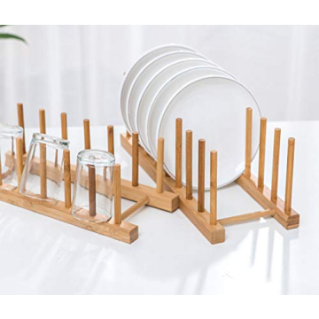 Lawei 4-Pack Bamboo Dish Rack - Stylish Kitchen Organizer