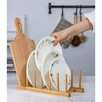 Lawei 4-Pack Bamboo Dish Rack - Stylish Kitchen Organizer