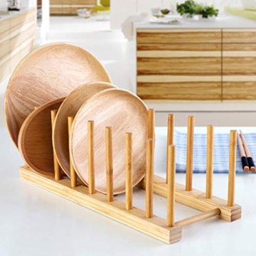 Lawei 4-Pack Bamboo Dish Rack - Stylish Kitchen Organizer