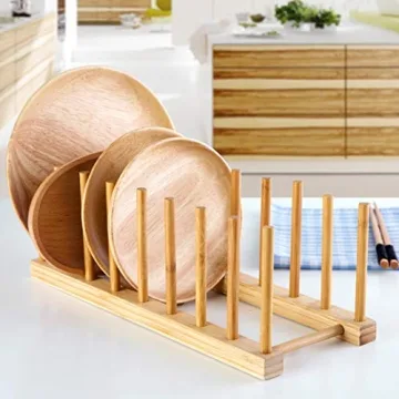 Lawei 4-Pack Bamboo Dish Rack - Stylish Kitchen Organizer