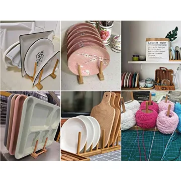 Lawei 4-Pack Bamboo Dish Rack - Stylish Kitchen Organizer