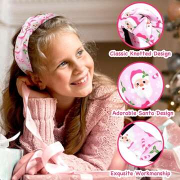 Adorable Pink Christmas Knotted Headbands for Women and Girls
