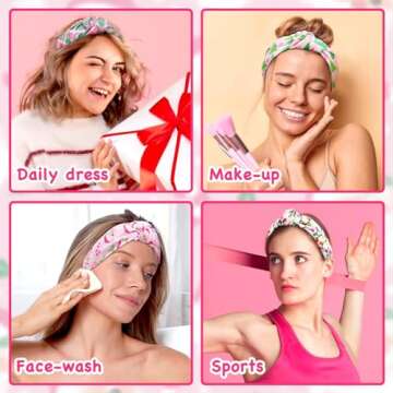 Adorable Pink Christmas Knotted Headbands for Women and Girls