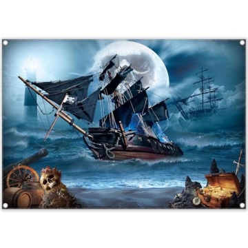 Yriujul 7x5ft Pirate Theme Photography Backdrop for Halloween Adventures