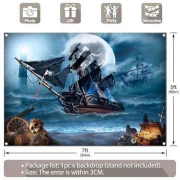 Yriujul Pirate Theme 7x5ft Backdrop for Parties and Photos
