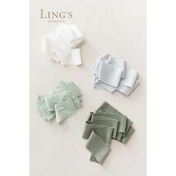 Ling's moment Sage Green Satin Ribbon,1.6Yd Handmade Silk Ribbon,Fabric Ribbon Use for Gift Wrapping...