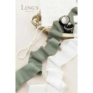Ling's moment Sage Green Satin Ribbon,1.6Yd Handmade Silk Ribbon,Fabric Ribbon Use for Gift Wrapping Wedding Floral Bouquets Party Decoration,Ribbons for Baby Shower Holiday Decor