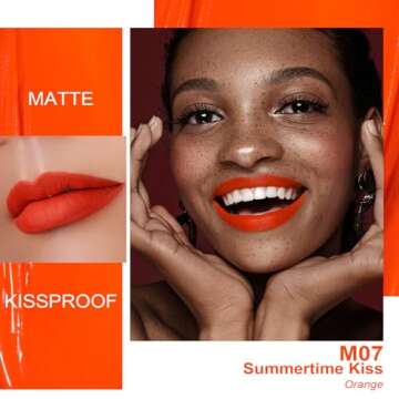 Oulac Matte Liquid Orange Lipstick for Women, Long Lasting Lipstick Waterproof Lip Stain, No Transfe...
