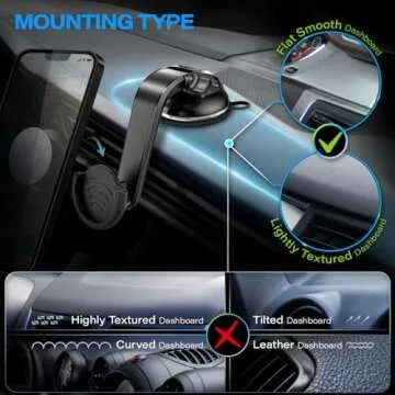 pop-tech Suction Cup Phone Holder for Socket Users, Dashboard Car Phone Mount for Collapsible Grip w...