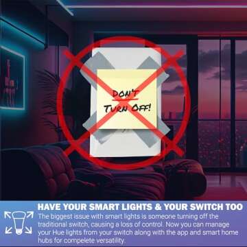 RunLessWire Click for Philips Hue Self Powered (NO Batteries) & Wireless Smart Dimming Switch Friends of Hue Switch Control for Philips Bulbs & Phone App Works with All Smart Home Hubs - White