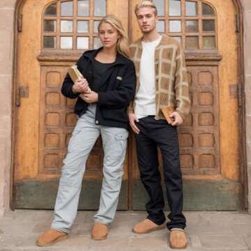 metricfalcon Women's Slippers Platform Mini Boots For Women Suede Leather Indoor/Outdoor Anti-Slip Slipper Comfy Fur Fleece Lined Sneakers Short Ankle Boot