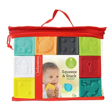 Infantino Squeeze and Stack Blocks - Textured Soft Toys