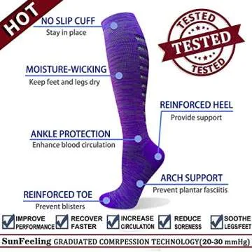 Compression Socks for Women and Men(20-30 mmHg) - Best Medical for Running, Athletic, Nurses, Pregnancy, Flight, Travel, Circulation & Recovery (Assorted, S/M)