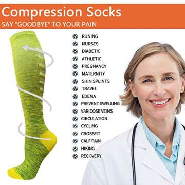 Compression Socks for Women and Men(20-30 mmHg) - Best Medical for Running, Athletic, Nurses, Pregnancy, Flight, Travel, Circulation & Recovery (Assorted, S/M)